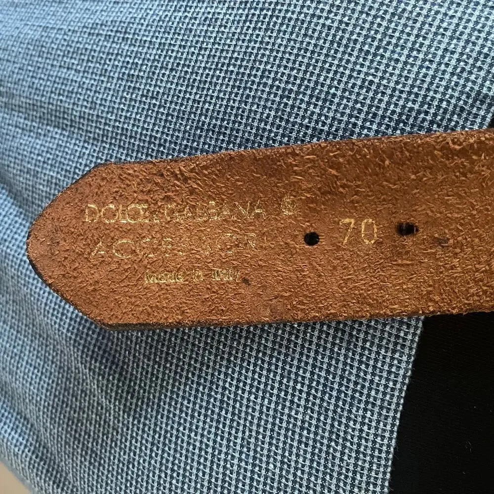 Dolce & Gabbana Archival Leather Belt Vintage Brass Studded Medallion Boho 70 28